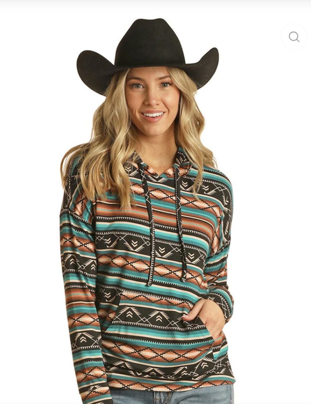 NWT Rock & Roll Cowgirl Womens All Over Print S Pullover Southwest Hoodie New